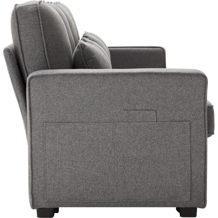 Big-Sofa, 4-Sitzer inkl. loser Zier- und Rückenkissen, Zwischentisch, USB-Anschlüssen, Polstersofa, Wohnzimmersofa, Leinen – Bild 9