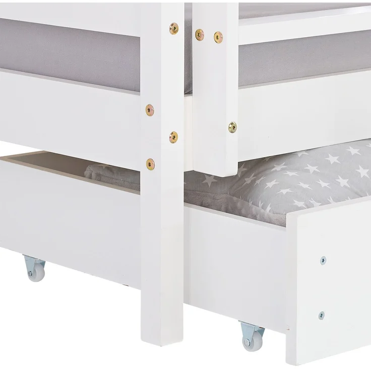 Homestyle4u Etagenbett mit Bettkasten, Kiefernholz weiß, 90x200 cm – Bild 9