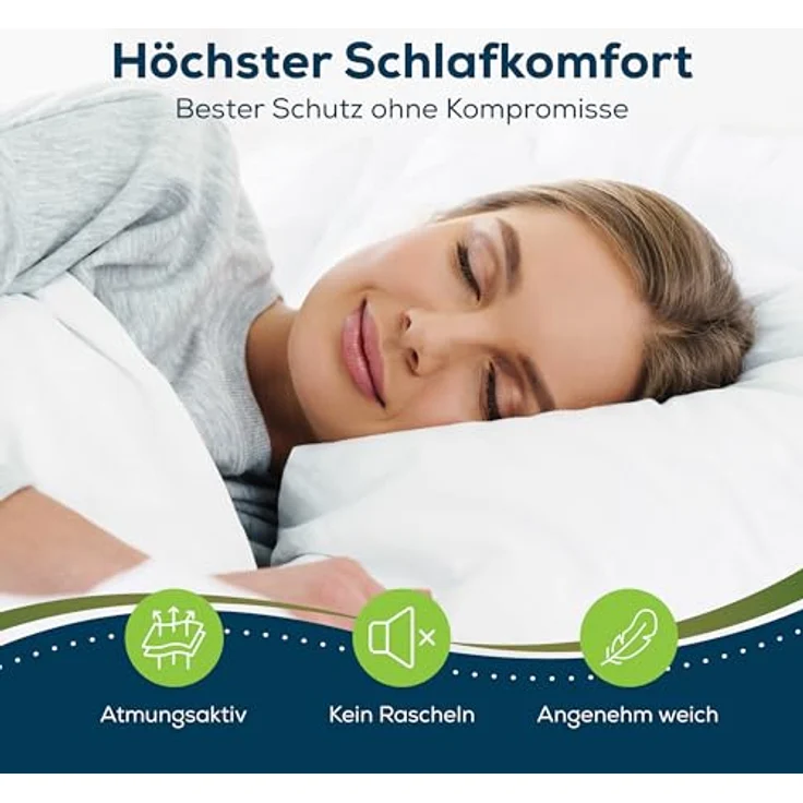 Sensalou Microfaserkissen Kopfkissenbezug mit Reißverschluss wasserdicht weiß - 2 Stück, Set, 2er Set – Bild 5