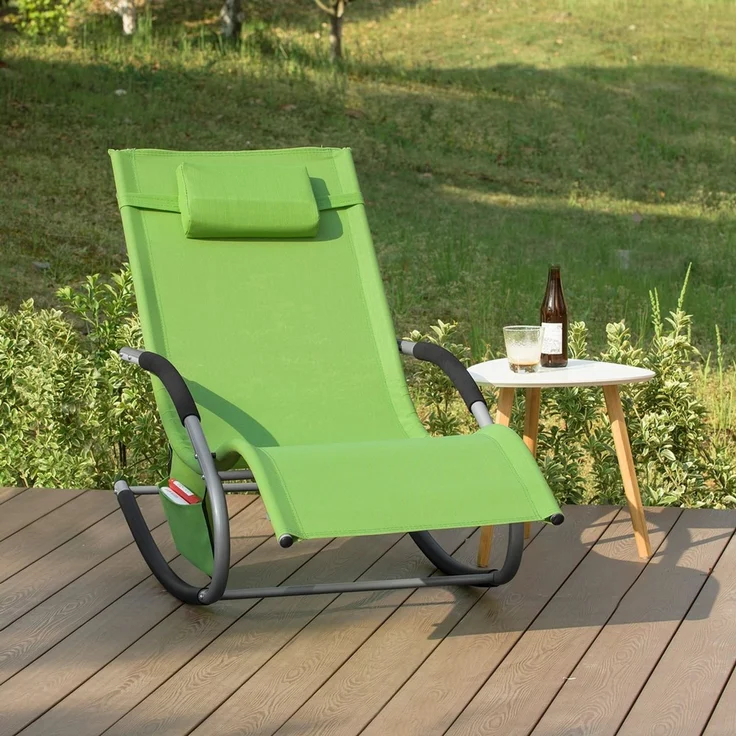 SoBuy OGS28-GR Schaukelstuhl Garten, Textilene, Lackiert, Grün, 150 x 87 x 63 cm – Bild 2