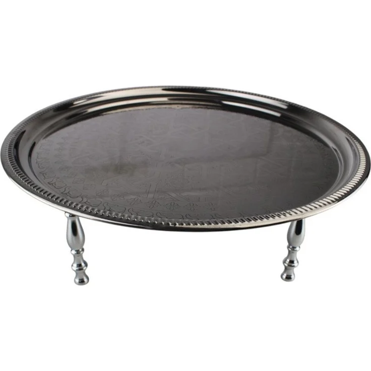 Metalltisch/Präsentationstablett mit Füße - Silber ø40 cm – Bild 2