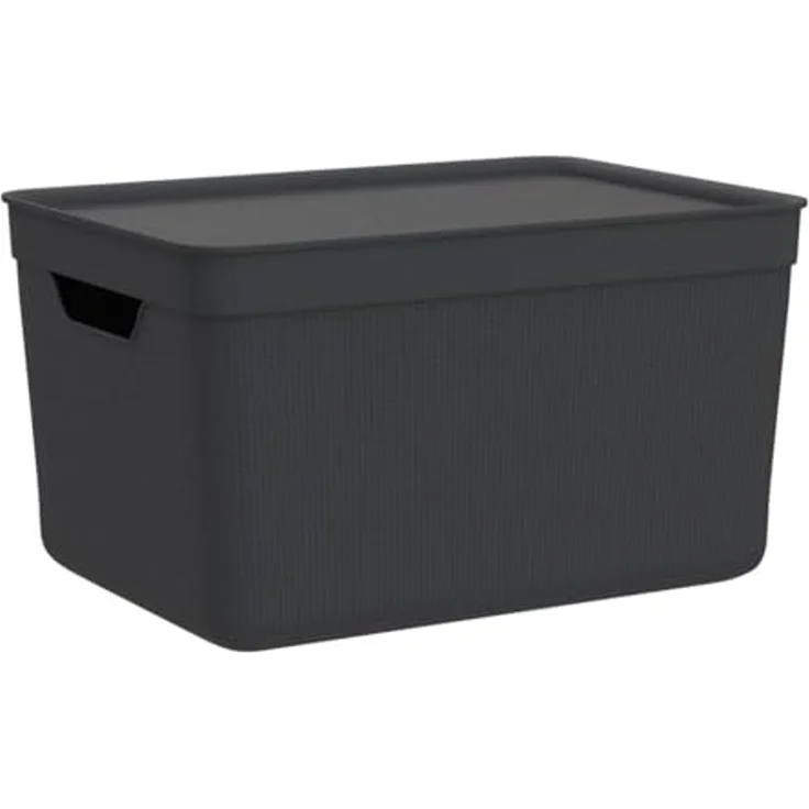 Jive Dekobox 3er- Set Aufbewahrungsbox 16l mit Deckel, Kunststoff (PP recycelt), dunkelgrau, 3x16l (37.5 x 27.8 x 29.8 cm), Anthrazit – Bild 4