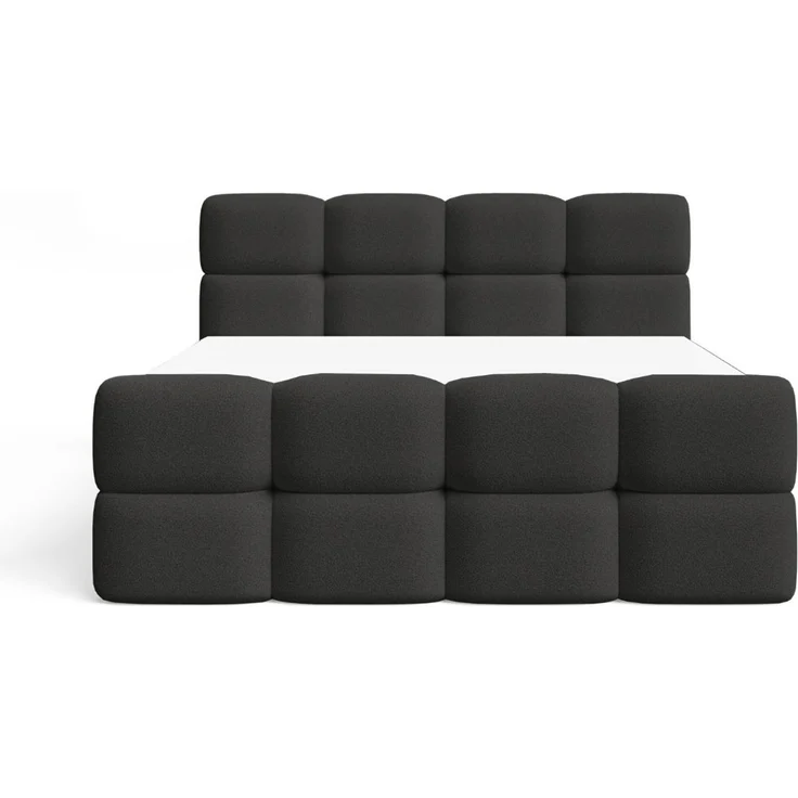 GRAINGOLD Rivon Doppelbett 180x200, Boxspringbett, zwei Bettkästen, mit Kopfteil, Modern Stil, Bouclé-Stoff, Schwarz – Bild 5