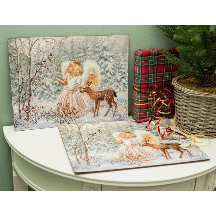 Myflair Möbel & Accessoires Platzset Engel mit Reh, Weihnachtsdeko, (Set, 4-St), Kork – Bild 2