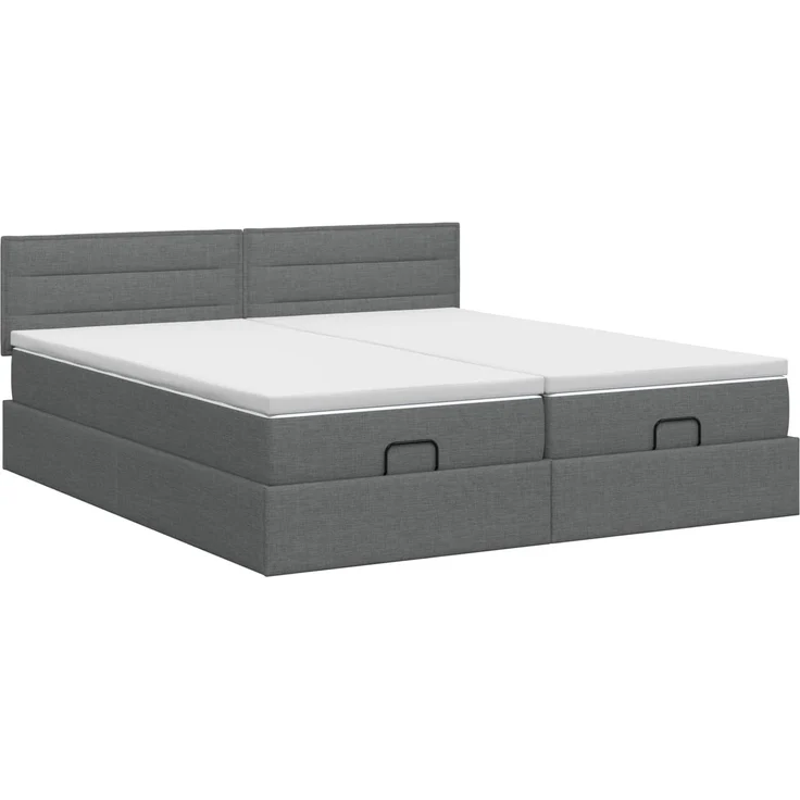 vidaXL Ottoman Bett mit Matratze mit Kopfteil 2 stk. Dunkelgrau Stoff 3456678 – Bild 8