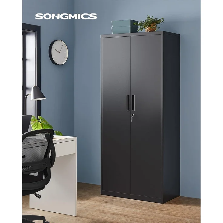 Songmics Aktenschrank mit 5 Ebenen, Stahl schwarz, 80 x 40 x 180 cm – Bild 2