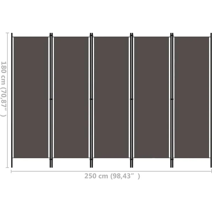 vidaXL 5-tlg. Raumteiler Anthrazit 250x180 cm 320725 – Bild 3