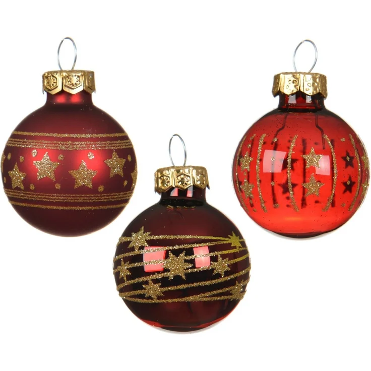 Kaemingk Weihnachtsbaumkugel, Weihnachtskugeln Glas mit Motiven 3cm 9 Stk. Ochsenblut transparent – Bild 3