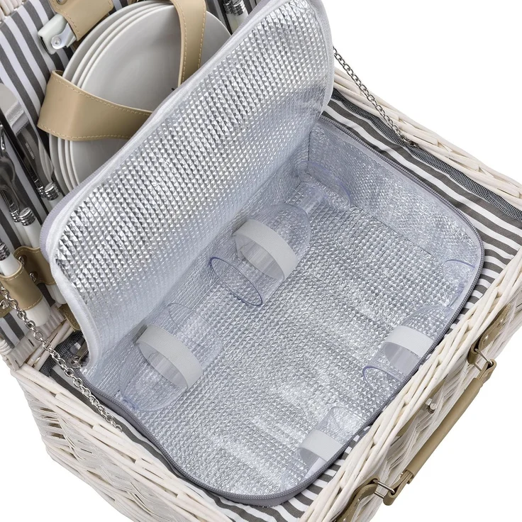 Picknickkorb mit Besteck-Set für 4 Personen Weiß casa. pro – Bild 5