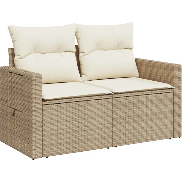 vidaXL Sofa Set 5 stk. Beige und Cremeweiß Polyrattan und Stahl 3447882 – Bild 3