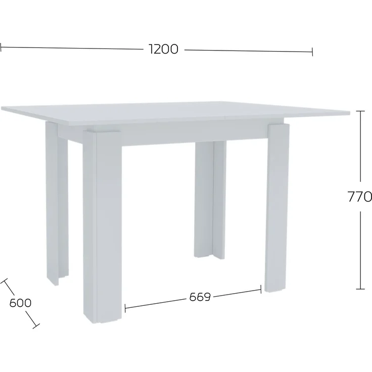 Shefa Esstisch Line Family 90-120 cm Weiß - Moderner Küchentisch aus Holzwerkstoff – Bild 4