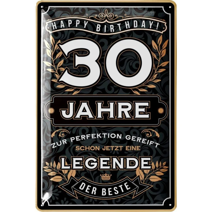 LANOLU Blechschild Der Beste 30 Jahre - 20x30cm – Metall – Schwarz – 20148 – Bild 1