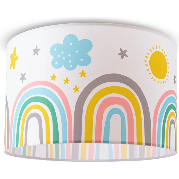 Paco Home Deckenleuchte Tweet 462, ohne Leuchtmittel, Lampe Kinderzimmer Deckenlampe Regenbogen Sonne Wolken Sterne E27