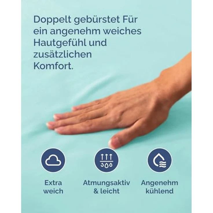 CGK Unlimited Spannbettlaken 120x190 - Mikrofaser Spannbetttuch 40cm (16"), Spa-Blau, OEKO-TEX 100 zertifiziert, pflegeleicht, knitterfrei – Bild 5