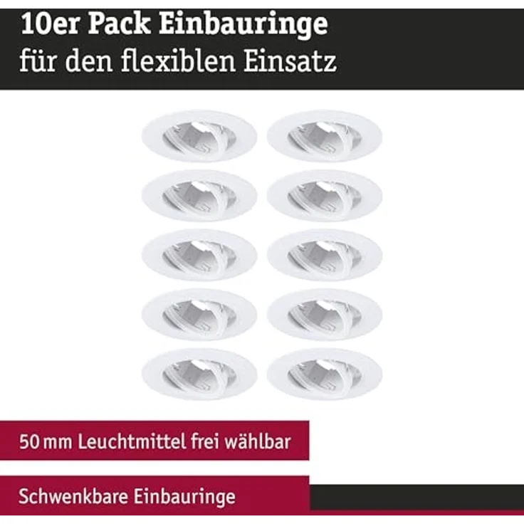 Paulmann 92115 Einbauleuchte rund 90mm 10er-Set Weiß schwenkbar – Bild 2