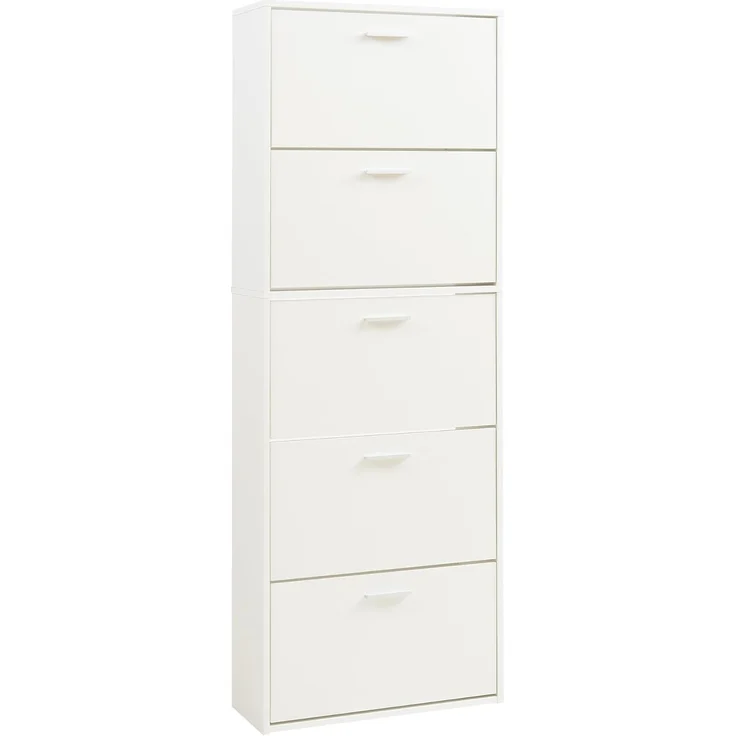 Schuhschrank Sykkylven 169x60x24 cm mit 5 Klappen Weiß [en. casa] – Bild 3