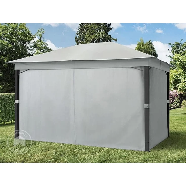 Gartenpavillon 3x4 m ALU PREMIUM ca. 220g/m² Dachplane wasserdicht Pavillon 4 Seitenteile Gartenzelt hellgrau ca. 9x9 cm Profil – Bild 3
