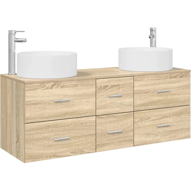 vidaXL Badezimmerschrank-Set 3 stk. Sonoma-Eiche 129 x 44,5 x 80 cm 3405957 – Bild 2