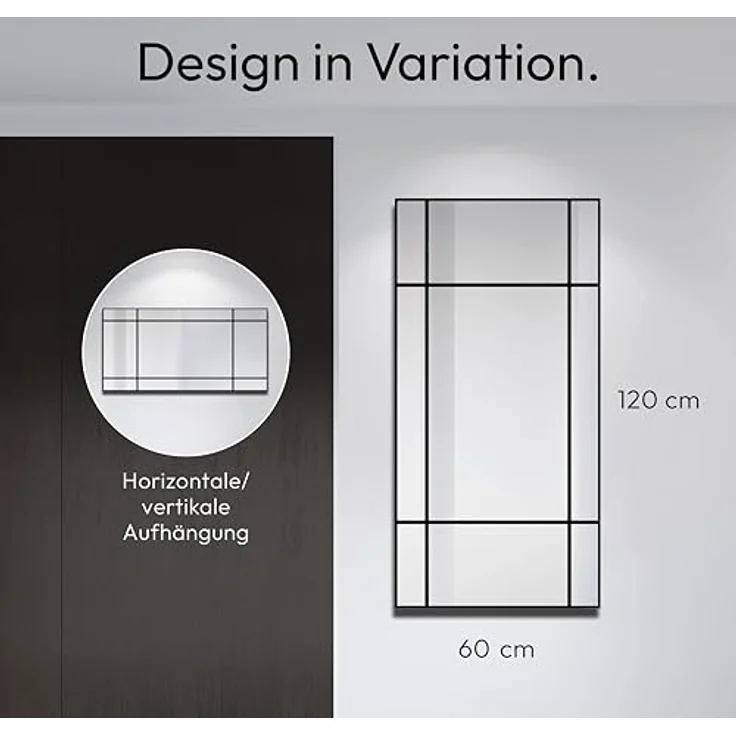 Talos Wandspiegel Black Square 60x120 cm, Eckiger Dekospiegel mit mattem schwarzen Aluminiumrahmen, für Badezimmer und Wohnräume geeignet – Bild 3