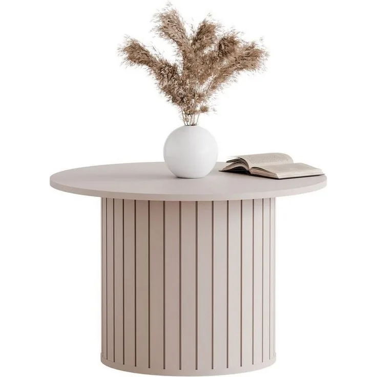 Lookway Couchtisch ELODIE – Rund, elegant & modern mit gefräster Basis (1x Couchtisch), Breite: 70 cm