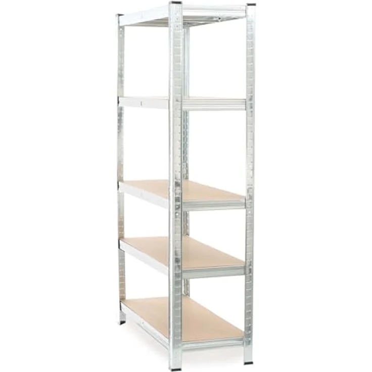 Wiltec Schwerlastregal 90 x 40 x 180 cm, Gesamtlast 875kg, Steckregal verzinkt aus Stahl, Lastenregal mit 5 Ablagen, Werkstattregal – Bild 10