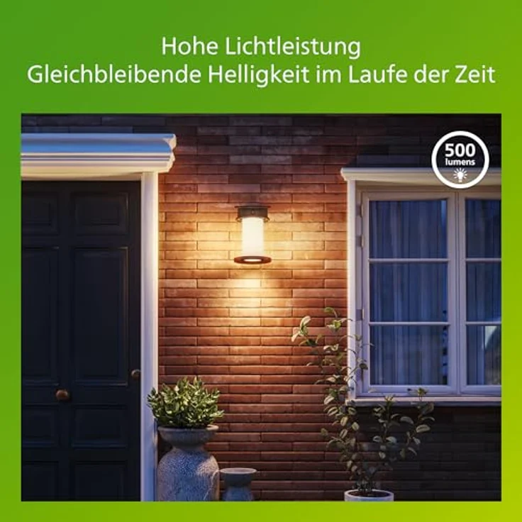 Philips Juda UltraEffiziente Solar-Wandleuchte, Austauschbare Solarlampe mit Bewegungssensor, 2700K warmweißes Licht, Schwarz – Bild 4