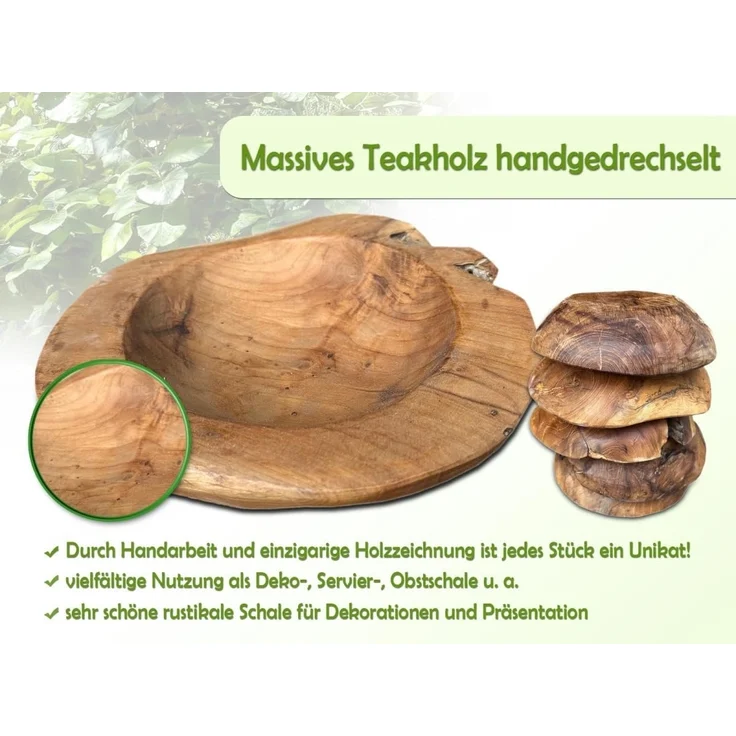Amagohome Dekoschale Teakholz Schale Ø 25 cm Einzigartiges Naturprodukt aus Wurzelholz – Bild 4