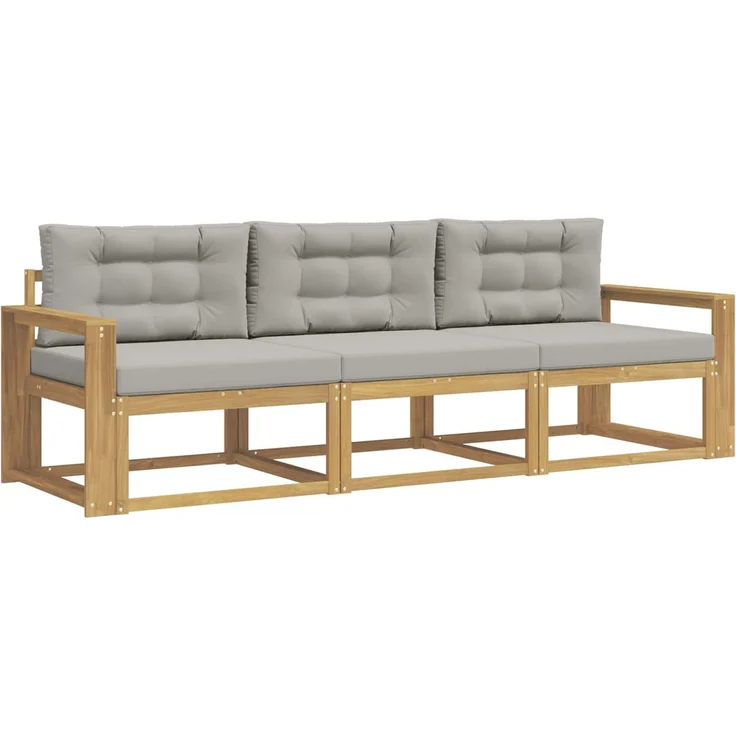 vidaXL Outdoor-Sofagarnitur 3 stk. Weiß und Hellgrau Polyester 3385995 – Bild 2