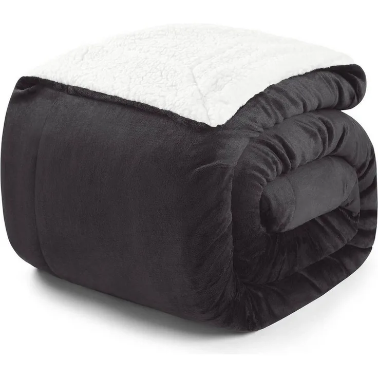 Blumtal Premium Sherpa Kuscheldecke flauschig - Wohndecke Kuscheldecke 130x150 cm - Oeko-TEX zertifizierte Fleecedecke 130x150 cm - Wohn- & Kuscheldecke - Wohndecke 130x150 - Plüschdecke in Anthrazit