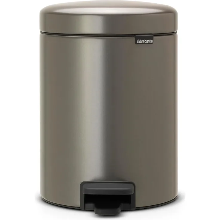 Brabantia Newicon Treteimer, Mülleimer, Abfalleimer, Platinum, 5 L, 112683