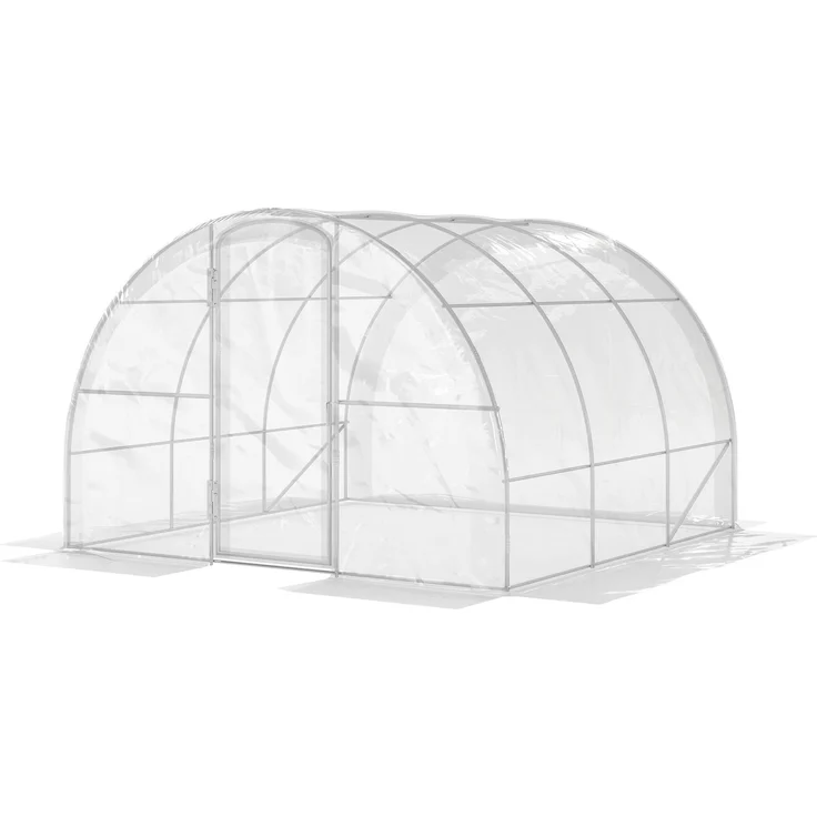 MELAYR, x 3 x 2 m (9 m²) Tunnelgewächshaus mit Flügeltür und 150 g/m² PE-Folie für Gemüse, Transparent – Bild 2