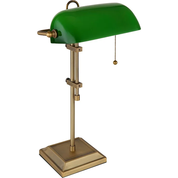 LED Bankerlampe Tischlampe, grün, messing, höhenverstellbar, H 56 cm – Bild 6