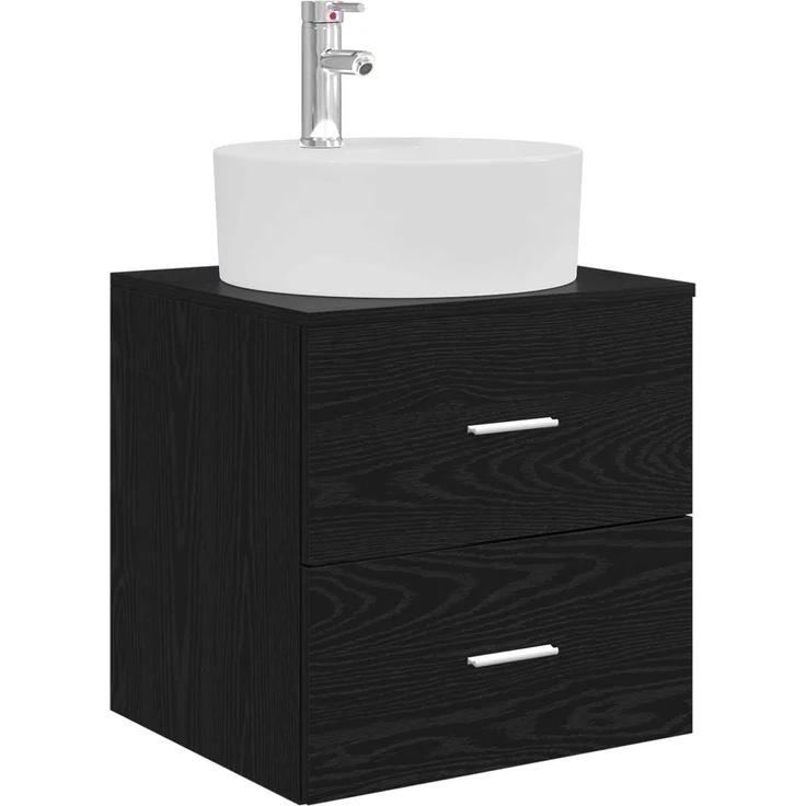 vidaXL Wandmontiertes Badezimmerschrank-Set 3 stk. Schwarz 3405868 – Bild 4