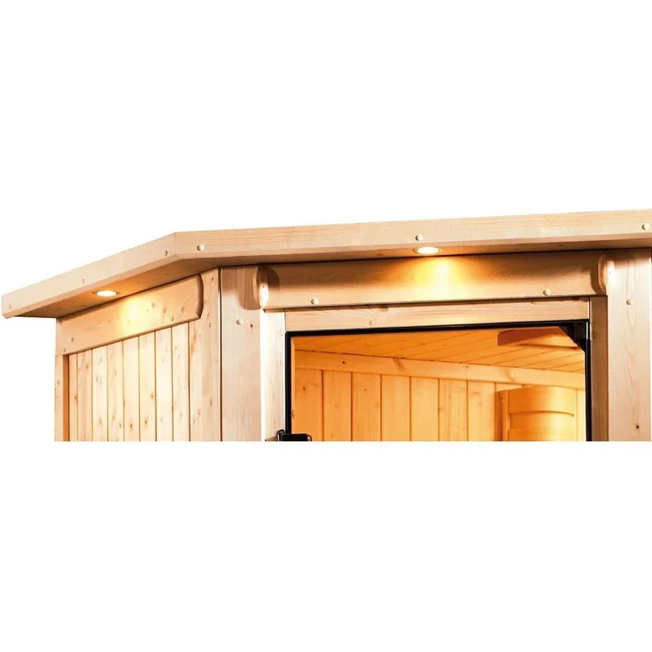 Karibu Sauna Adelina mit Dachkranz + 9kW Saunaofen mit externer Steuerung Easy – Bild 4