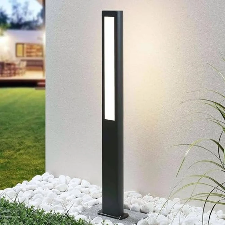 Lucande LED Pollerleuchte Mhairi, LED-Leuchtmittel fest verbaut, warmweiß, Modern, Aluminium-Druckguss, Acryl, anthrazit, weiß, 2 flammig, inkl. – Bild 2
