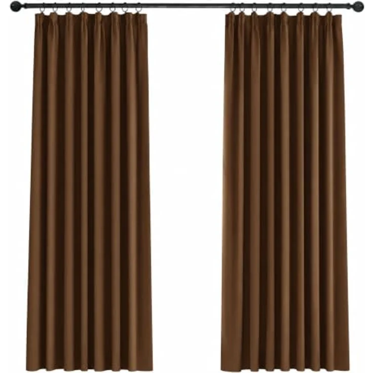 Deconovo Blickdichte Vorhänge mit Kräuselband Gardinen gegen Hitze Braun | 2er Set, H 245 x B 140 cm, Thermal Curtains, Schlafzimmer Gardinen, Schlafzimmer Vorhänge, für gegen Hitze, UV-schutz – Bild 1