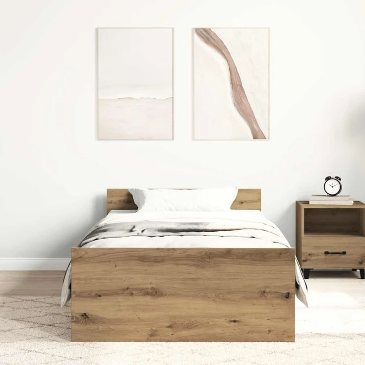 vidaXL Bettgestell ohne Matratze Artisan-Eiche 75x190 cm Holzwerkstoff 862311 – Bild 2