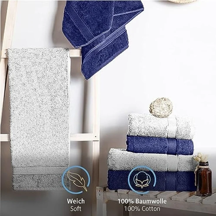 Komfortec Handtuch Set aus 100% Baumwolle, 4 Handtücher 50x100 cm und 4 Badetücher 70x140 cm, Frottee (Packung, 8-St), Duschtücher & Badehandtuch, Weich, Towel, Groß – Bild 2