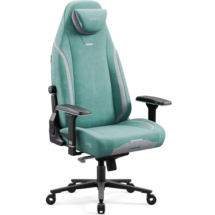 Diablo Ergonomischer Gaming Stuhl Stoff X.Eye Prime Pc Stuhl mit Magnet-Kopfstütze Gaming Sessel Kühlfunktion Gaming Stuhl Ergonomisch Strapazierfähiger Stoff Gaming Chair 140 kg Mystic Mint