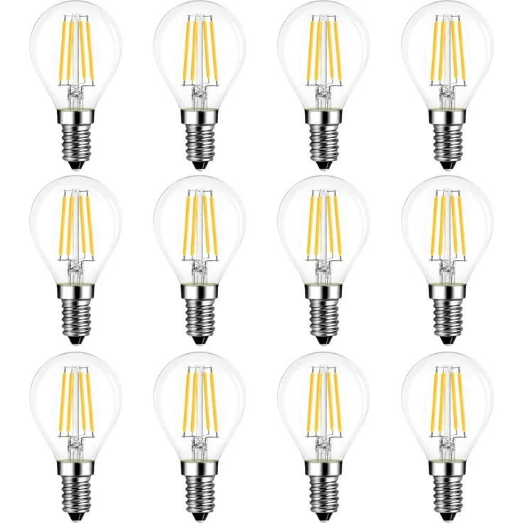 LVWIT 4W E14 Filament LED Lampe Glühfaden P45 Tropfenform, 2700K Warmweiß, Ersatz für 40W Glühlampe, ultrahell 470 lm, Rustikalampe Filamentstil klar (12er Pack) – Bild 1