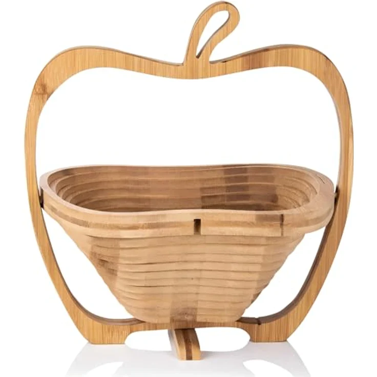 Dimono Obstschale DIMONO Obstkorb Apfelform – Obstschale faltbar Bambus, Bambus, (Faltkorb), Gemüseschale & Topfuntersetzer – Bild 4