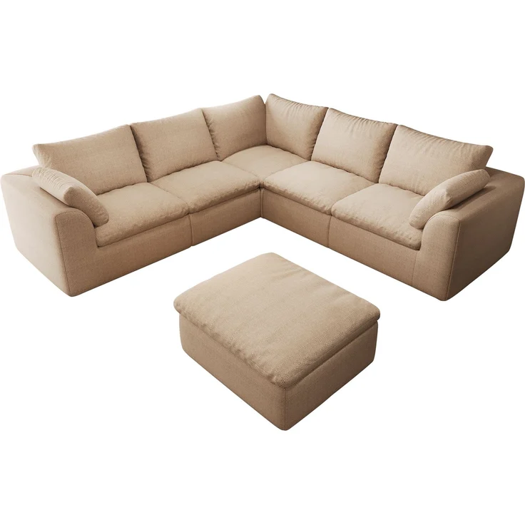 6-Sitzer Wohnlandschaft H 83 x B 245 x T 245 cm mit Leinenbezug in Khaki – Bild 6