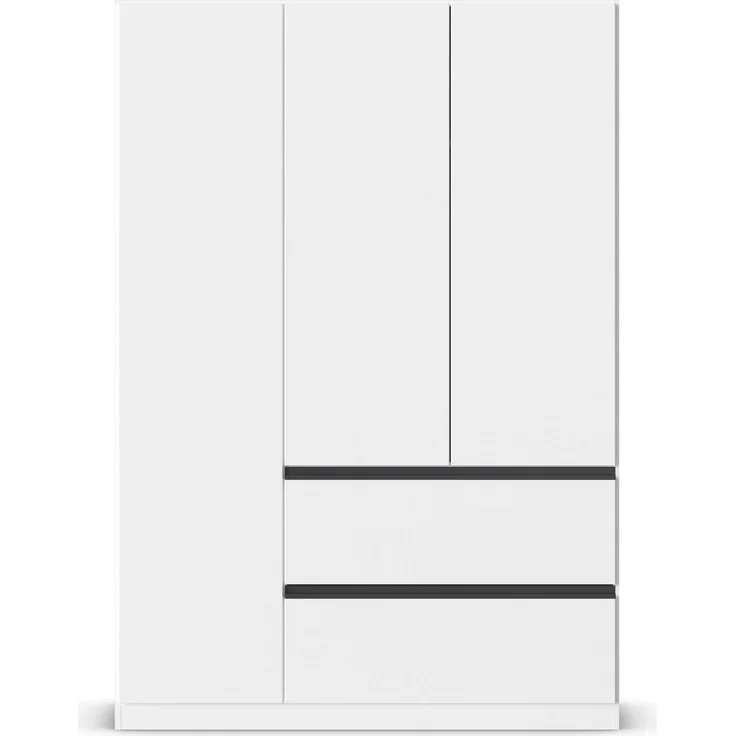 rauch Kleiderschrank, Drehtürenschrank COSTA, 3-türig, 2 Schubkästen, push-to-open, Alpinweiß, 136 x 197 x 54 cm – Bild 2