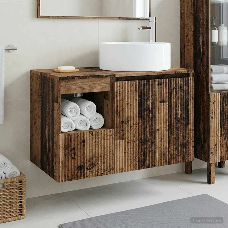 vidaXL Badezimmerschrank-Set 2 stk. Altholz 79,5 x 44,5 x 80 cm 3404112 – Bild 1