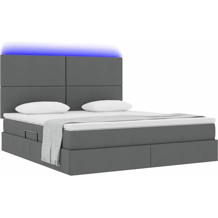 vidaXL LED-Speicherbett mit Matratze Dunkelgrau 180 x 200 cm Stoff 3372370 – Bild 3