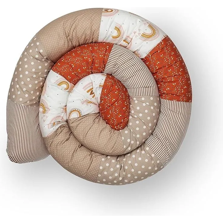 ULLENBOOM ® Baby Kuschelschlange 300x13 cm Regenbogen (Made in EU) - Kuschelschnecke in vielen Farben und Größen, Bezug: 100% OEKO-TEX Baumwolle, Nackenrolle