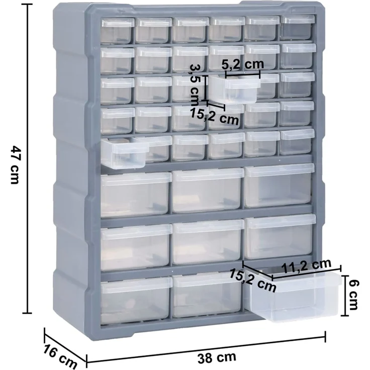 vidaXL Multi-Schubladen-Organizer mit 39 Schubladen 38x16x47 cm 147586 – Bild 9