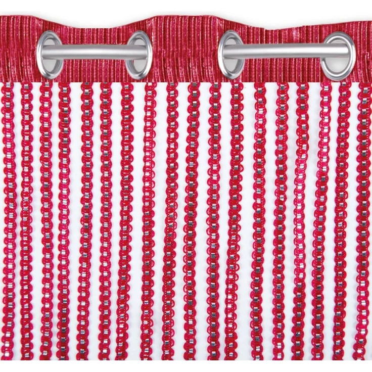 Arsvita Fadenvorhang Metallik-Optik mit Ösen, Türvorhang 140x250cm (Rot) – Bild 4