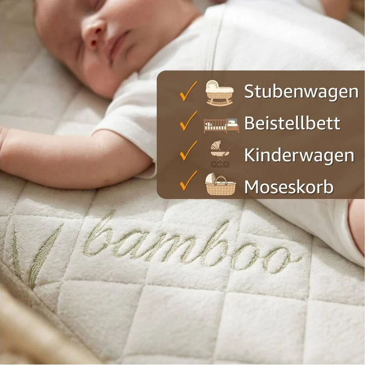 Stubenwagen Baby Matratzen Kinderwagen 75x35 cm - Matratze Beistellbett Babywiege Kindermatratze Oval Reisebett Nässeschutz Moseskorb Matraze 35x75 Kinderwagenmatratze Oeko-Tex – Bild 3