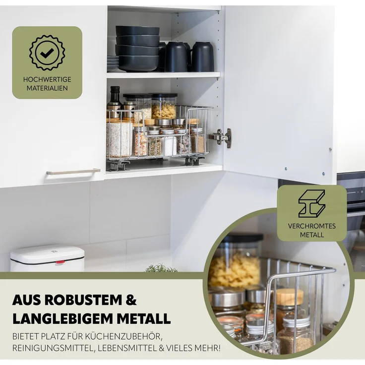 Korbauszug für Küchenoberschränke 40 cm Breite, chrom – Bild 6